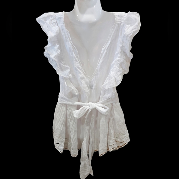 Tanya Taylor Connie Top In White Size 3X NWT MSRP $295 - Picture 2 of 12